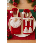Crochet Christmas Gnome Cutlery Holders, Amigurumi Christmas Decor, Handmade Holiday Gift Basket Crochet Pattern, Christmas Gift
