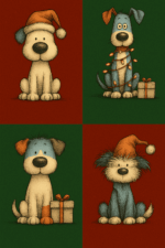 33 Quirky Dog Christmas Clipart Bundle, Funny Puppy Holiday PNGs, Cute Festive Pet Illustrations, Digital Download, Commercial Use - Image 3