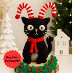 Buy 1 Get 1 Crochet Christmas Black Cat Pattern | Cute Handmade Holiday Gift Idea | DIY Cozy Amigurumi Winter Tutorial PDF Digital Download