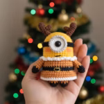 SPECIAL!! Mini Crochet Stuart Minion Amigurumi | Handmade Christmas Ornament | Cute Yellow Toy | Holiday Table Decor | Small Crochet Gift
