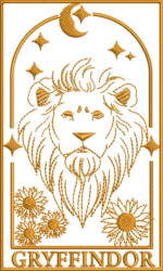 Golden Lion Wizard House Embroidery Design, Magic School Lion Machine Pattern, Bravery Lion Tarot Card File, Fantasy Creature Gold Emblem - Image 4