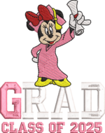 Class of 2025 Graduate Mouse Embroidery Design, Girly Mouse Graduation Machine Pattern, Pink Gown Mouse File, 2025 Senior Mouse Cap Gown - Image 4