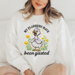 Funny Goose Embroidery Design, Sassy Animal Embroidery Pattern with Flowers, My Flabbers Have Been Gasted File for Tote Bag, Humor Art - Image 2