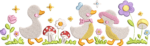 Cute Duckling Embroidery Design, Pastel Garden Border Pattern, Farmhouse Animal Embroidery File for Baby Blanket, Nursery Wall Decor Art - Image 4