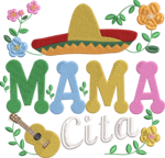Colorful Mama Cita Embroidery Design, Mexican Sombrero Machine Embroidery Pattern, Floral Guitar Embroidery File for Mother's Day Shirts - Image 4