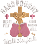 Hard Fought Hallelujah Embroidery Design, Boxing Gloves Cross Machine Pattern, Faith Battle Embroidery File, Spiritual Warrior Design Art - Image 4