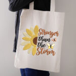 Stronger Than The Storm Embroidery Design, Half Sunflower Machine Pattern, Butterfly Resilience File, Inspirational Floral Design for Gift - Image 3