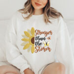Stronger Than The Storm Embroidery Design, Half Sunflower Machine Pattern, Butterfly Resilience File, Inspirational Floral Design for Gift - Image 2