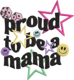 Proud To Be A Mama Embroidery Design, Retro Groovy Mother's Day Machine Embroidery Pattern, Colorful Smiley Face Stars Mama File for Hoodies - Image 4