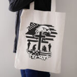 Patriotic Eagle and Cross Embroidery Design, Military Soldiers Praying Machine Embroidery Pattern, American Flag Embroidery File for Vest - Image 2