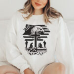 Patriotic Eagle and Cross Embroidery Design, Military Soldiers Praying Machine Embroidery Pattern, American Flag Embroidery File for Vest - Image 3