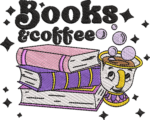 Books and Coffee Embroidery Design, Cute Teacup and Reading Stack Machine Embroidery Pattern, Bookworm Embroidery File for Tote or Shirt - Image 4