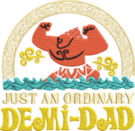 Strong Mythological Demi Dad Embroidery Design, Muscle Hero Machine Pattern, Ocean Waves Embroidery File for Hoodie, Funny Father Gift Art - Image 4