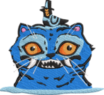 Surreal Blue Cat Embroidery Design, Trippy Animal Embroidery Pattern, Gothic Cat With Bird Embroidery File for Jacket Back, Unique Art File - Image 4