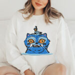 Surreal Blue Cat Embroidery Design, Trippy Animal Embroidery Pattern, Gothic Cat With Bird Embroidery File for Jacket Back, Unique Art File - Image 2