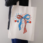 Patriotic Bow Embroidery Design, USA Flag Ribbon Machine Embroidery Pattern, Red White Blue Stars Embroidery File for Shirts, Coquette Art - Image 3