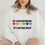 Pride Heart Embroidery Design, Be a Decent Human Machine Embroidery Pattern, Rainbow Heart Embroidery File for T-Shirt, Sarcastic Quote Art - Image 2