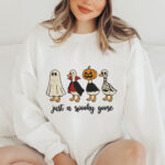 Just a Spooky Goose Embroidery Design, Halloween Goose in Costumes Machine Embroidery Pattern, Funny Autumn Bird Embroidery File Crewneck - Image 2