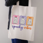 Spooky Vibes Ghost Embroidery Design, Cute Halloween Ghost with Bows Machine Embroidery Pattern, Pastel Autumn Embroidery File for Kids - Image 3