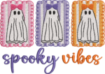Spooky Vibes Ghost Embroidery Design, Cute Halloween Ghost with Bows Machine Embroidery Pattern, Pastel Autumn Embroidery File for Kids - Image 4