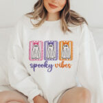 Spooky Vibes Ghost Embroidery Design, Cute Halloween Ghost with Bows Machine Embroidery Pattern, Pastel Autumn Embroidery File for Kids - Image 2