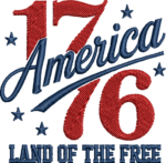 Retro America 1776 Embroidery Design, Land of the Free Machine Embroidery Pattern, Vintage Patriotic 1776 Star Embroidery File for Shirt (Copy) - Image 4