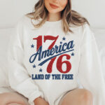 Retro America 1776 Embroidery Design, Land of the Free Machine Embroidery Pattern, Vintage Patriotic 1776 Star Embroidery File for Shirt (Copy) - Image 2