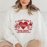 Crazy Over Daisy Dating Service Embroidery Design, Red Heart Duck Machine Embroidery Pattern, Retro Valentines Day Embroidery File Hoodie - Image 2