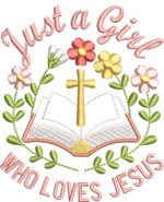 Religious Floral Bible Embroidery Design, Just A Girl Who Loves Jesus Pattern, Christian Cross Embroidery File, Pink Flower Script Design - Image 4