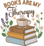 Floral Book Stack Embroidery Design, Coffee and Reading Machine Embroidery Pattern, Cozy Library Embroidery File for Sweatshirt, Apron - Image 4