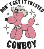 Pink Balloon Dog Cowboy Embroidery Design, Western Animal Machine Embroidery Pattern, Playful Hat Embroidery File for Jacket, Backpack - Image 4