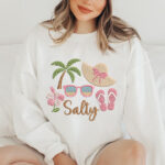 Summer Beach Essentials Embroidery Design, Salty Text Machine Embroidery Pattern, Tropical Island Embroidery File for Beach Bag, Sundress - Image 2