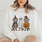 Halloween Raccoon Trio Embroidery Design, Spooky Ghost and Pumpkin Raccoon Machine Embroidery Pattern, Autumn Forest Animal Embroidery File - Image 4