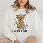 Highland Cow Book Club Embroidery Design, Reading Cow Machine Embroidery File, Cute Cow with Coffee Pattern, Floral Animal Embroidery File - Image 2