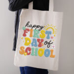 Colorful Happy First Day of School Embroidery Design, Groovy Retro School Machine Embroidery Pattern, Flower Back to School Embroidery File - Image 3