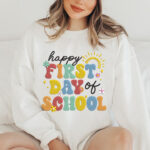 Colorful Happy First Day of School Embroidery Design, Groovy Retro School Machine Embroidery Pattern, Flower Back to School Embroidery File - Image 2