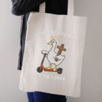 Christian Goose on the Loose Embroidery Design, Goose with Cross Machine Embroidery Pattern, Funny Bird on Scooter Embroidery Design File - Image 3