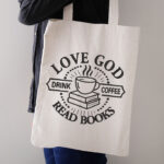 Love God Drink Coffee Read Books Embroidery Design, Christian Machine Embroidery Pattern, Bookworm Embroidery File for Tote, Coffee Gift - Image 2