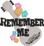 Floral Acoustic Guitar with Skull Pattern Embroidery Design, Mexican Folklore Inspired Style, Remember Me Quote File for Apparel and Decor - Image 4