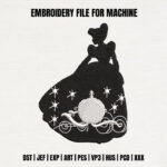 Fairytale Princess Carriage Embroidery Design, Pumpkin Carriage Machine Pattern, Midnight Ball Silhouette File, Magic Princess Starry Gown