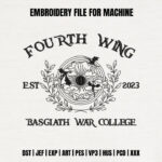 Fantasy Dragon Academy Embroidery Design, Bookish Sun and Clouds Machine Embroidery Pattern, Dragon Rider Crest File for Jackets, Hoodies