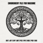 Celtic Tree of Life Embroidery Design, Yggdrasil Machine Pattern, Sacred Knotwork Circle File, Nature Inspired Embroidery for Jacket, Tee