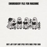 Reading Ghost Friends Embroidery Design, Cute Bookish Ghost Machine Embroidery Pattern, Spooky Library Embroidery File for Tote Bags, Caps