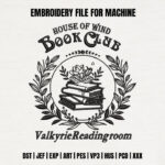 Book Club Floral Wreath Embroidery Design, Library Theme Machine Embroidery Pattern, Romantic Reading Room Embroidery File for Book Lovers