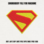 Hero Shield Symbol Embroidery Design, Red and Yellow Superhero Crest Machine Embroidery Pattern, Comic Style Logo File for Cap, Backpack