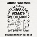 Vintage Book Shop Embroidery Design, Floral Tea Pot Machine Embroidery Pattern, Bookish Quote Library Embroidery File for Tote Bags