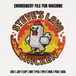 Pixel Bird Circle Embroidery Design, Lava and Fire Block Machine Embroidery Pattern, Gaming Achievement Embroidery File for Hoodies