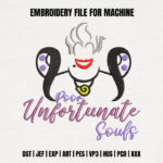 Sea Witch Outline Embroidery Design, Purple Hair Villain Machine Embroidery Pattern, Sea Queen Nautical File for Sweatshirt and Tote Bag