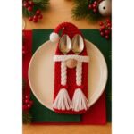 Crochet Christmas Gnome Cutlery Holders, Amigurumi Christmas Decor, Handmade Holiday Gift Basket Crochet Pattern, Christmas Gift - Image 3