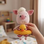Crochet Amigurumi Pig Pattern, Little Heidi In Overalls & Flower Basket And Duck, PDF Tutorial - Image 6